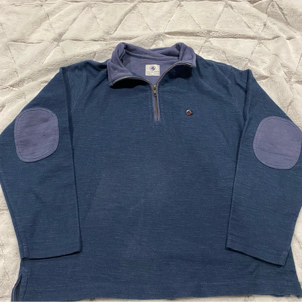 Southern Proper Knit Fleece Half Zip Pullover Mens Small Blue Cotton Blend